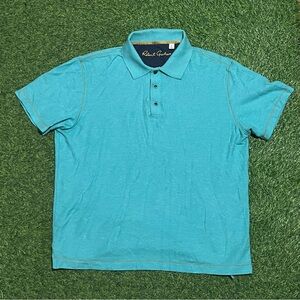 Robert Graham Polo Shirt Mens 2XL Blue Classic Fit Casual Cotton Short Sleeve